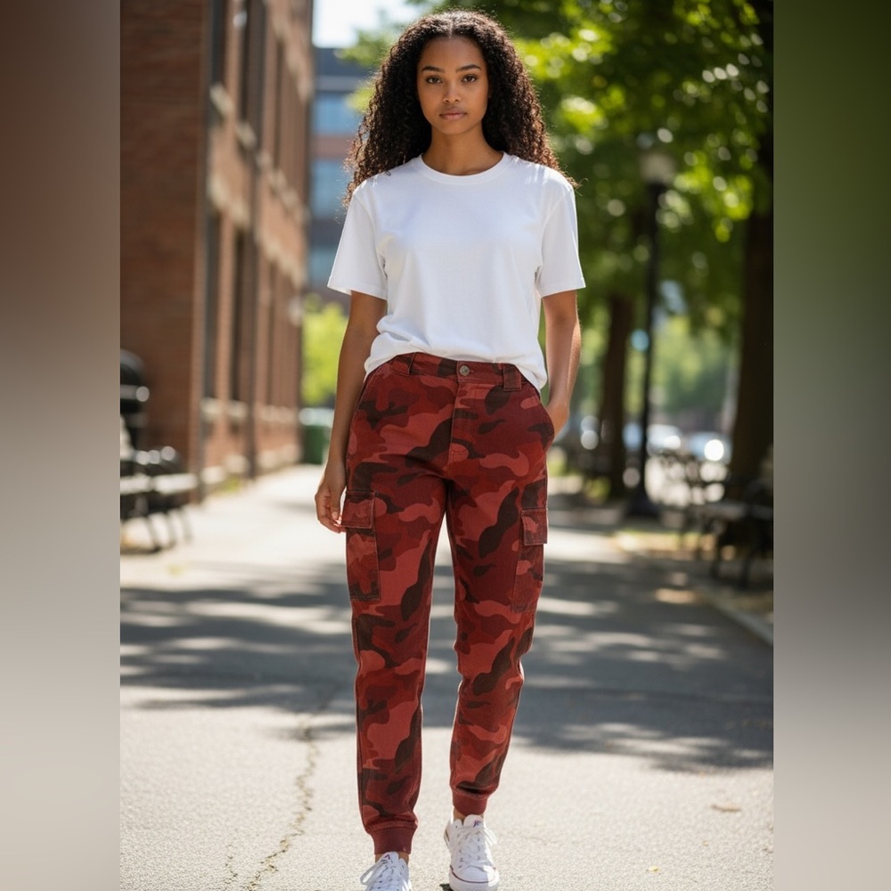 Hollister Red Camouflage Joggers - Picture 4 of 7